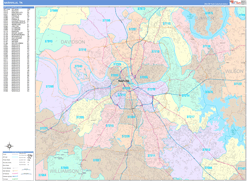 Nashville Wall Map Color Cast Style 2024