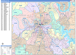 Nashville Wall Map Color Cast Style 2026