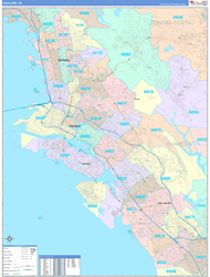 Oakland Wall Map Color Cast Style 2024