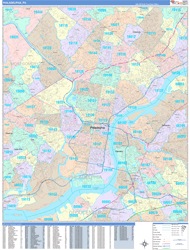 Philadelphia Wall Map Color Cast Style 2024
