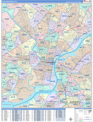 Philadelphia Wall Map Color Cast Style 2026