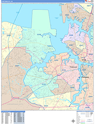 Portsmouth Wall Map Color Cast Style 2026