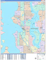 Seattle Wall Map Color Cast Style 2026