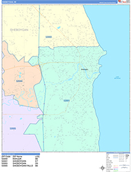 Sheboygan Wall Map Color Cast Style 2026