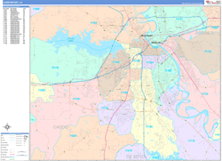 Shreveport Wall Map Color Cast Style 2024