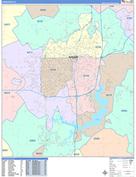 Springfield Wall Map Color Cast Style 2026