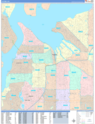 Tacoma Wall Map Color Cast Style 2024