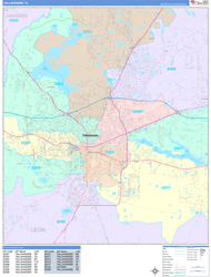 Tallahassee Wall Map Color Cast Style 2024
