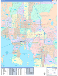 Tampa Wall Map Color Cast Style 2024