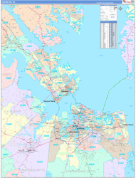 Tidewater Wall Map Color Cast Style 2024