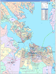 Tidewater Wall Map Color Cast Style 2026