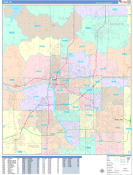 Tulsa Wall Map Color Cast Style 2024