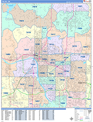 Tulsa Wall Map Color Cast Style 2026