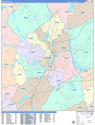 Worcester Wall Map Color Cast Style 2026
