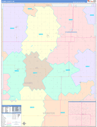 Adams County, NE Wall Map Color Cast Style 2023