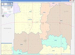 Allen County, KS Wall Map Color Cast Style 2026