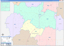Anderson County, KS Wall Map Color Cast Style 2026