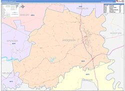 Anderson County, KY Wall Map Color Cast Style 2026