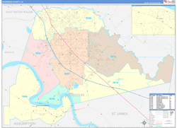 AscensionParish (County), LA Wall Map Color Cast Style 2023