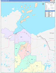 Ashland County, WI Wall Map Color Cast Style 2026