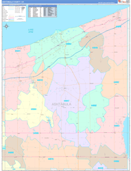Ashtabula County, OH Wall Map Color Cast Style 2024