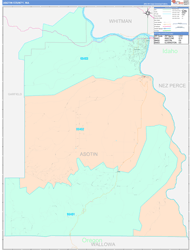 Asotin County, WA Wall Map Color Cast Style 2024