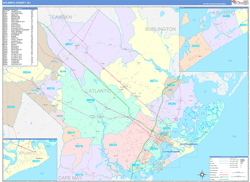 Atlantic County, NJ Wall Map Color Cast Style 2024