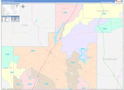 Atoka County, OK Wall Map Color Cast Style 2024