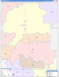 Audubon County, IA Wall Map Color Cast Style 2026