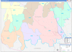 Autauga County, AL Wall Map Color Cast Style 2024