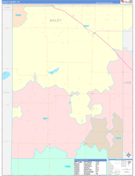 Bailey County, TX Wall Map Color Cast Style 2024