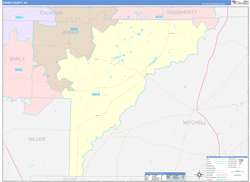 Baker County, GA Wall Map Color Cast Style 2024
