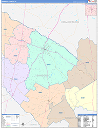 Bamberg County, SC Wall Map Color Cast Style 2026