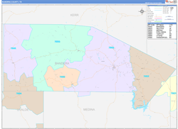 Bandera County, TX Wall Map Color Cast Style 2024