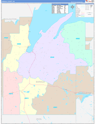 Baraga County, MI Wall Map Color Cast Style 2024