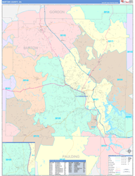 Bartow County, GA Wall Map Color Cast Style 2024