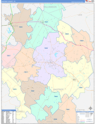 Bastrop County, TX Wall Map Color Cast Style 2026