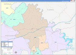 Bath County, KY Wall Map Color Cast Style 2026