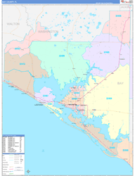 Bay County, FL Wall Map Color Cast Style 2023