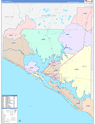 Bay County, FL Wall Map Color Cast Style 2026