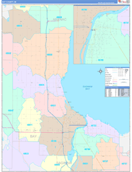 Bay County, MI Wall Map Color Cast Style 2024