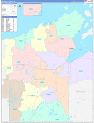 Bayfield County, WI Wall Map Color Cast Style 2024