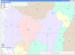 Beadle County, SD Wall Map Color Cast Style 2024