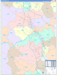Beaver County, PA Wall Map Color Cast Style 2024