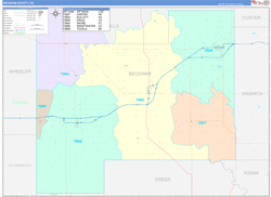 Beckham County, OK Wall Map Color Cast Style 2024