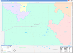 Bennett County, SD Wall Map Color Cast Style 2024