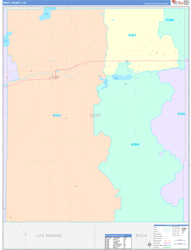 Bent County, CO Wall Map Color Cast Style 2024