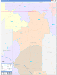 Benton County, MS Wall Map Color Cast Style 2024