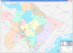Berkeley County, SC Wall Map Color Cast Style 2024