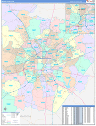 Bexar County, TX Wall Map Color Cast Style 2024